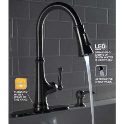 Touchless LED Single-Handle Pull-Down Sprayer Kitchen Faucet With Soap Dispenser In Stainless Steel -Valpar Bathroom Shop 010ddbfe69188de8a159192257e43502 1800x1800
