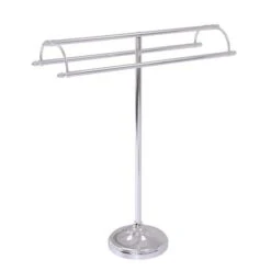 Allied Brass Free Standing Double Arm Towel Holder In Polished Chrome