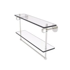 Allied Brass Clearview Satin Nickel 2-Tier Brass Wall Mount Bathroom Shelf