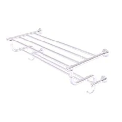Allied Brass Carolina Collection 30-in Towel Shelf With Double Towel Bar In Polished Chrome