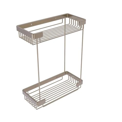 Allied Brass Double Tier Rectangular Toiletry Shower Basket In Antique Pewter 3 Allied Brass Double Tier Rectangular Toiletry Shower Basket In Antique Pewter