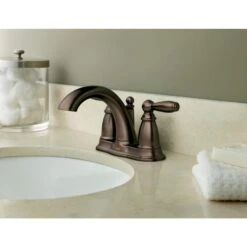 Moen Brantford Brushed Nickel 2-handle 4-in Centerset WaterSense Bathroom Sink Faucet With Drain -Valpar Bathroom Shop 026508161005 09103591 1800x1800