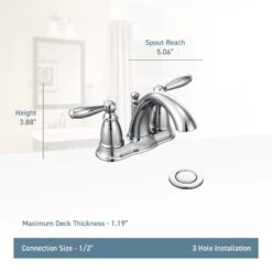 Moen Brantford Brushed Nickel 2-handle 4-in Centerset WaterSense Bathroom Sink Faucet With Drain -Valpar Bathroom Shop 026508162057 09103570 1800x1800