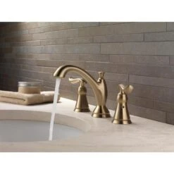 Delta Linden Champagne Bronze 2-handle Widespread WaterSense Bathroom Sink Faucet With Drain
