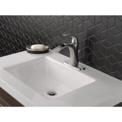 Delta Nyla Stainless 1-handle Single Hole/4-in Centerset WaterSense Bathroom Sink Faucet With Drain -Valpar Bathroom Shop 034449809832 08254725 1800x1800