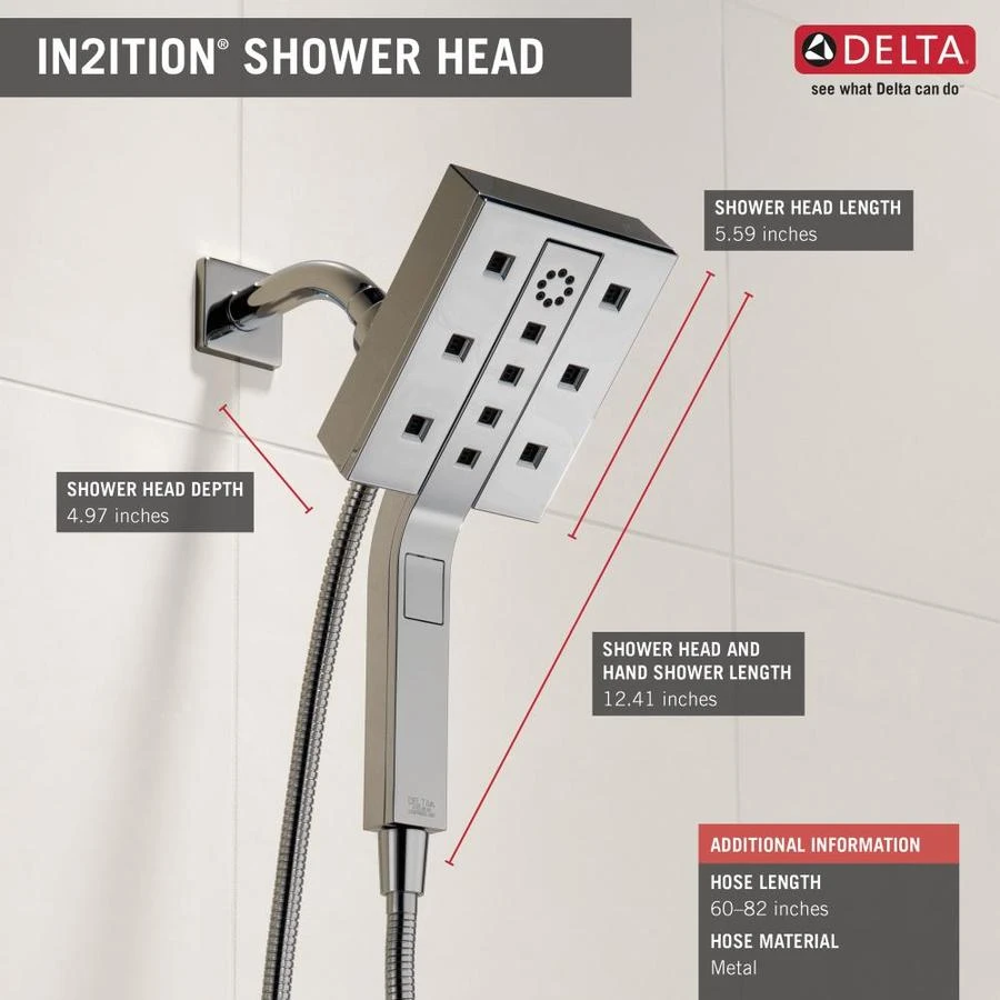 Delta In2ition H2Okinetic Chrome 4-Spray Dual Shower Head 2-GPM (7.6-LPM) 17 Delta In2ition H2Okinetic Chrome 4-Spray Dual Shower Head 2-GPM (7.6-LPM) - Image 15