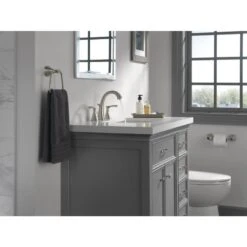 Delta Sandover Spotshield Brushed Nickel 2-handle Widespread WaterSense Bathroom Sink Faucet With Drain