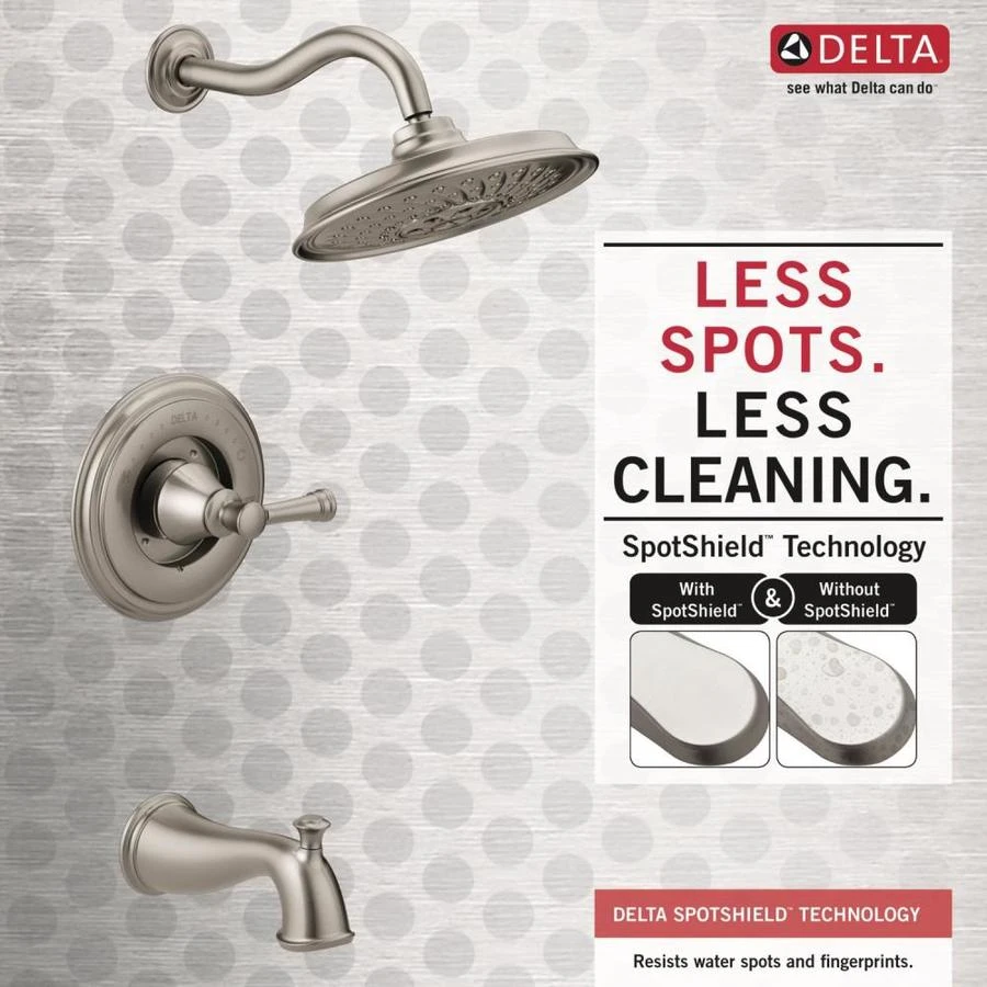 Delta Valdosta With H2Okinetic Technology Spotshield Brushed Nickel 1-Handle Bathtub And Shower Faucet With Valve 6 Delta Valdosta With H2Okinetic Technology Spotshield Brushed Nickel 1-Handle Bathtub And Shower Faucet With Valve - Image 4