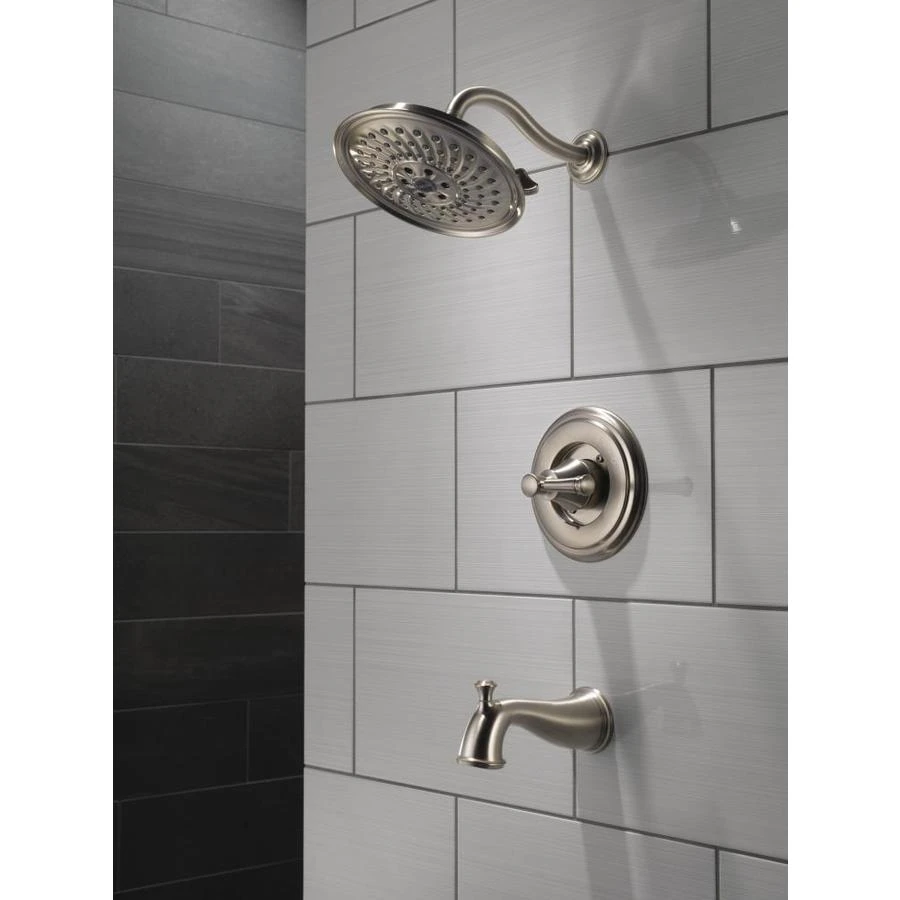 Delta Valdosta With H2Okinetic Technology Spotshield Brushed Nickel 1-Handle Bathtub And Shower Faucet With Valve 4 Delta Valdosta With H2Okinetic Technology Spotshield Brushed Nickel 1-Handle Bathtub And Shower Faucet With Valve - Image 2