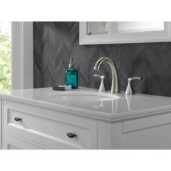 Delta Sandover Spotshield Brushed Nickel 2-handle Widespread WaterSense Bathroom Sink Faucet With Drain -Valpar Bathroom Shop 034449928960 11982627 1800x1800