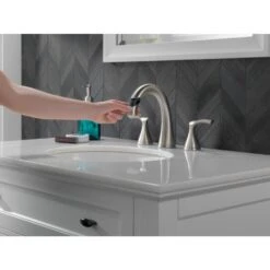 Delta Sandover Spotshield Brushed Nickel 2-handle Widespread WaterSense Bathroom Sink Faucet With Drain -Valpar Bathroom Shop 034449928960 11982629 1800x1800