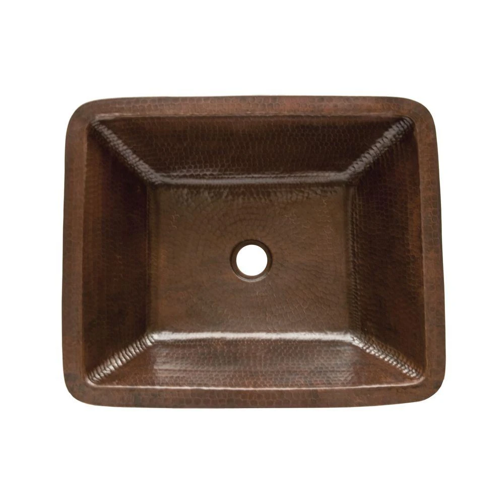Premier Copper Products Under-Counter Rectangle Hammered Copper Bathroom Sink In Oil Rubbed Bronze 8 Premier Copper Products Under-Counter Rectangle Hammered Copper Bathroom Sink In Oil Rubbed Bronze - Image 6