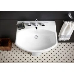KOHLER Elmbrook 24 In. Pedestal Sink In White With 8 In. Widespread Faucet Holes -Valpar Bathroom Shop 06622ab464602163c436137979e8e5f7 dbea5894 3100 4afa 94b2 336d64e7e175 1800x1800