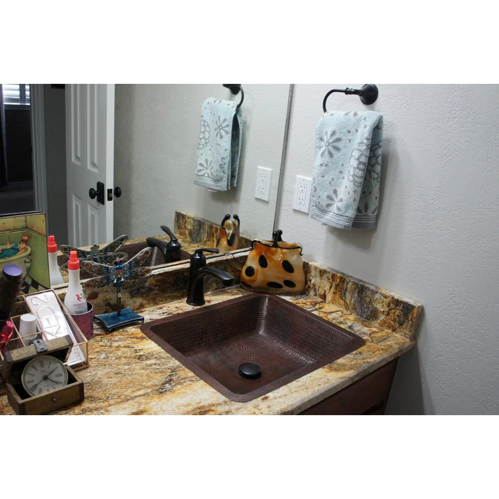 Premier Copper Products Under-Counter Rectangle Hammered Copper Bathroom Sink In Oil Rubbed Bronze 4 Premier Copper Products Under-Counter Rectangle Hammered Copper Bathroom Sink In Oil Rubbed Bronze - Image 2