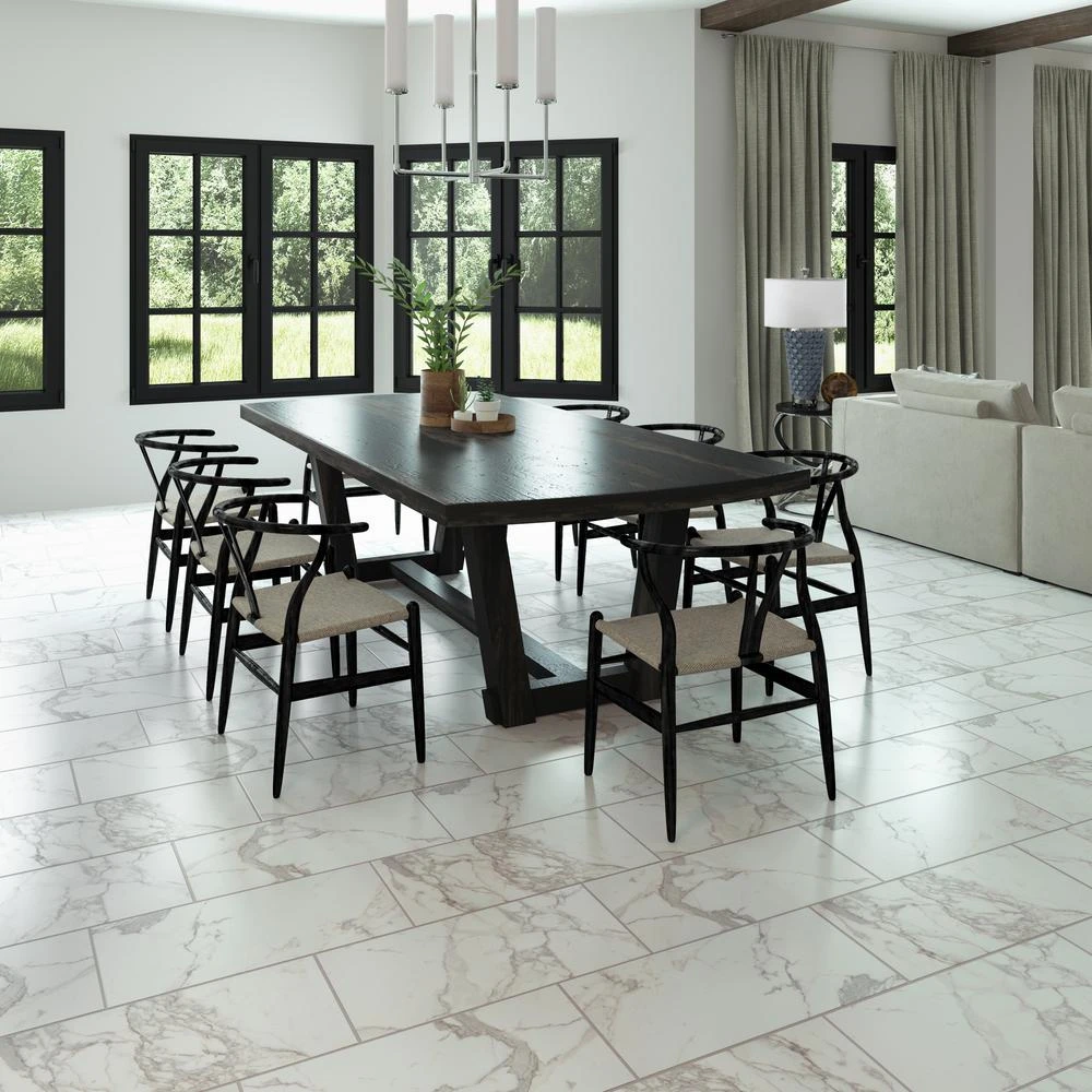 Daltile QuicTile 12 In. X 24 In. Calacatta Marvel Matte Porcelain Locking Floor Tile (9.6 Sq. Ft. / Case) 4 Daltile QuicTile 12 In. X 24 In. Calacatta Marvel Matte Porcelain Locking Floor Tile (9.6 Sq. Ft. / Case) - Image 2