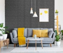 Black Matte 2 In. Hexagon Porcelain Mosaic -Valpar Bathroom Shop 100782390 vendor0420 tile wall living room 1800x1800