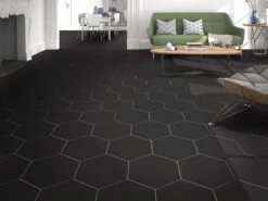 Opal Black Porcelain Tile 11 Opal Black Porcelain Tile -Valpar Bathroom Shop 100888619 vendor0918 opal black hexagon porcelain tile living room 1800x1800