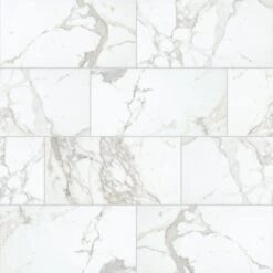 Daltile QuicTile 12 In. X 24 In. Calacatta Marvel Matte Porcelain Locking Floor Tile (9.6 Sq. Ft. / Case)