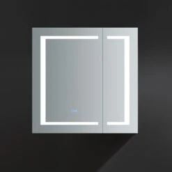 Spazio 30 In. W X 30 In. H Recessed Or Surface Mount Medicine Cabinet With LED Lighting And Mirror Defogger -Valpar Bathroom Shop 179982b033c80e20d4736ae7e788967f 1800x1800