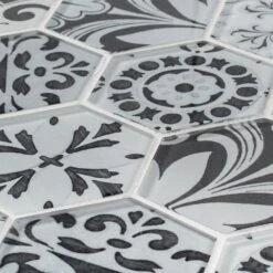Jeffrey Court Morris Block 11.50 In. X 13.75 In. X 6 Mm Hexagon Glossy Glass Mosaic Tile