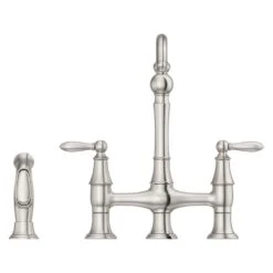 Courant Two Handle Bridge Kitchen Faucet With Side Spray In Stainless Steel -Valpar Bathroom Shop 21c494a85336547b2ae1bcf4a753a902 1800x1800