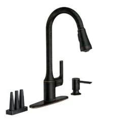 Milton Single-Handle Pull-Down Sprayer Kitchen Faucet With Reflex And Power Clean Attachments In Mediterranean Bronze