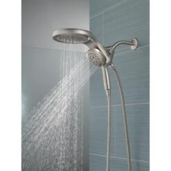 HydroRain Two-in-One 5-Spray 6 In. Dual Wall Mount Fixed And Handheld H2Okinetic Shower Head In Stainless -Valpar Bathroom Shop 23a0511e1416d6b4a9efd3eb91b6749c 1800x1800