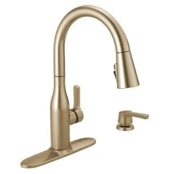 Marca Single-Handle Pull-Down Sprayer Kitchen Faucet With ShieldSpray Technology In Champagne Bronze