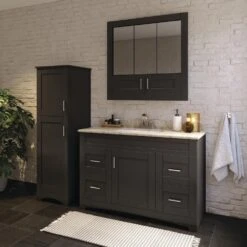 MagickWoods Elements Brighton 18"W X 19"D X 60"H Dark Chocolate Linen Cabinet -Valpar Bathroom Shop 30016 lifestyle3 mw 1800x1800
