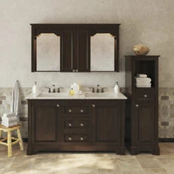 MagickWoods Libertyville 18"W X 18"D X 60"H Deep Mocha Linen Cabinet -Valpar Bathroom Shop 30265 scene1rev mw 1800x1800