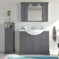 MagickWoods Windsor 13"W X 10"D X 47"H Graphite Gray Linen Cabinet 15 MagickWoods Windsor 13"W X 10"D X 47"H Graphite Gray Linen Cabinet -Valpar Bathroom Shop 30325 scene1rev mw 1800x1800