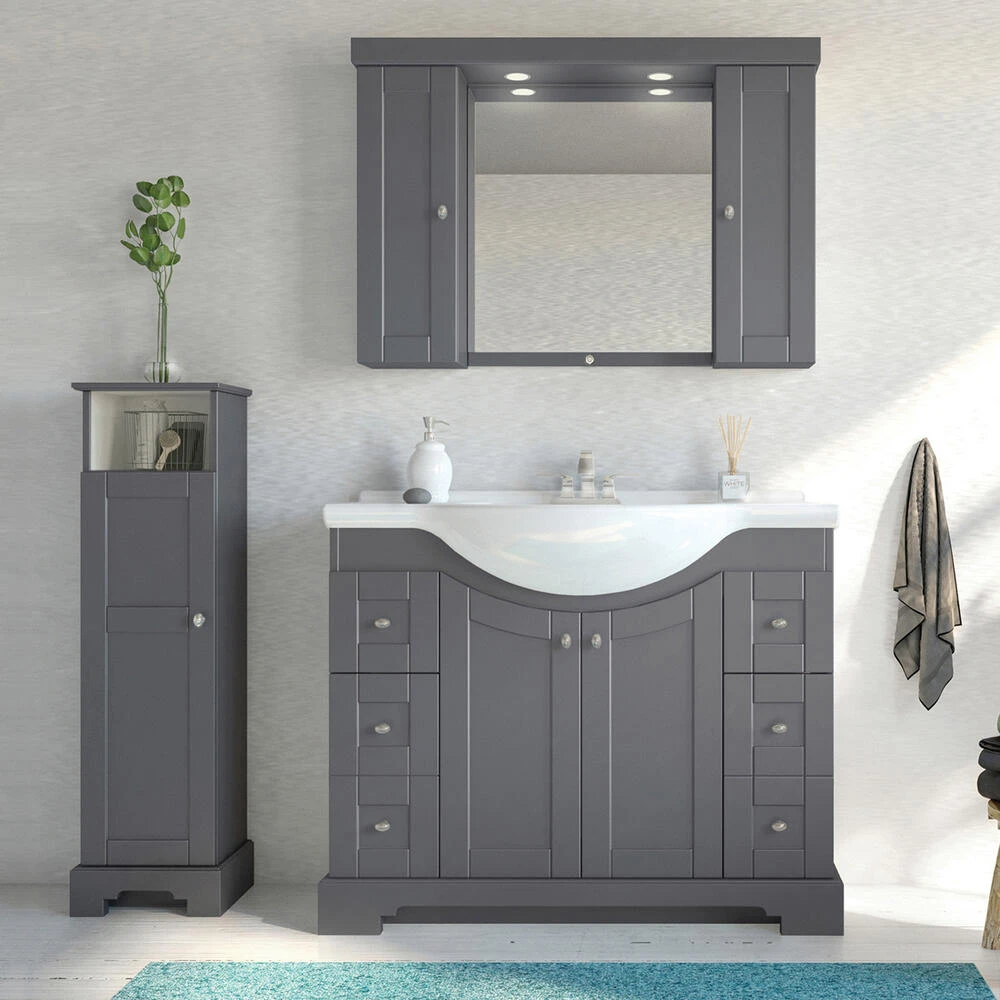 MagickWoods Windsor 13"W X 10"D X 47"H Graphite Gray Linen Cabinet 7 MagickWoods Windsor 13"W X 10"D X 47"H Graphite Gray Linen Cabinet - Image 5