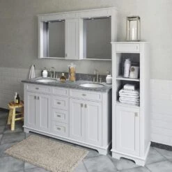 MagickWoods Windermere 17"W X 18"D X 60"H Cloud Gray Linen Cabinet -Valpar Bathroom Shop 30343 scene3rev1 mw 1800x1800