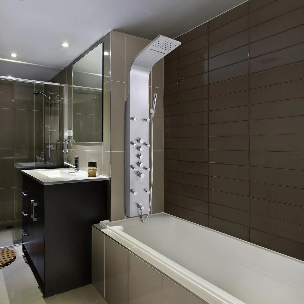 65 In. 8-Jet Rainfall Shower Panel System With Rainfall Waterfall Shower Head And Shower Wand In Stainless Steel 16 65 In. 8-Jet Rainfall Shower Panel System With Rainfall Waterfall Shower Head And Shower Wand In Stainless Steel - Image 14