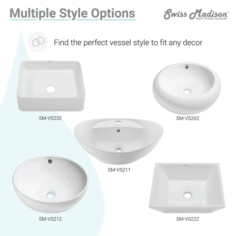 Swiss Madison Concorde 24 In. Rectangle Ceramic Vessel Sink 14 Swiss Madison Concorde 24 In. Rectangle Ceramic Vessel Sink - Image 12