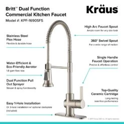 Britt Single Handle Commercial Kitchen Faucet With Dual Function Sprayhead In All-Brite Spot Free Stainless Steel Finish 21 Britt Single Handle Commercial Kitchen Faucet With Dual Function Sprayhead In All-Brite Spot Free Stainless Steel Finish -Valpar Bathroom Shop 36e310859a907a7180db517101de6965 1800x1800