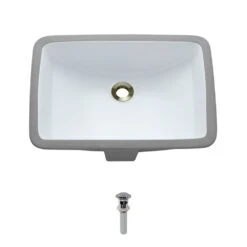MR Direct Undermount Porcelain Bathroom Sink In White With Pop-Up Drain In Chrome