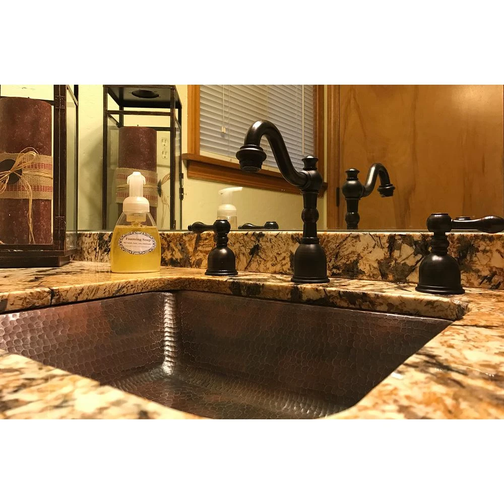 Premier Copper Products Under-Counter Rectangle Hammered Copper Bathroom Sink In Oil Rubbed Bronze 6 Premier Copper Products Under-Counter Rectangle Hammered Copper Bathroom Sink In Oil Rubbed Bronze - Image 4