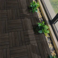 Topeakmart Pack Of 27 Interlocking Wood Flooring Tiles Indoor & Outdoor For Patio Garden Deck Poolside 12''x12'' Dark Brown -Valpar Bathroom Shop 3c587193 e9de 4081 adb9 3bb451c9e634 1.e0d373274b8b0e1cc5f11e23e779888c 1800x1800