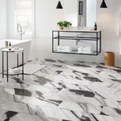 Daltile QuicTile 12 In. X 24 In. Panda Marble Polished Porcelain Locking Floor Tile (9.6 Sq. Ft. / Case) -Valpar Bathroom Shop 3f3937e0d9dee900922836e3778be9fb 1800x1800