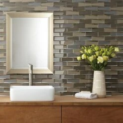 Daltile Premier Accents Frost Linear 12 In. X 13 In. X 8 Mm Glass Mosaic Wall Tile (0.96 Sq. Ft. / Piece) -Valpar Bathroom Shop 417ea5d2af6b6a122a6bfed0da30d3f8 1800x1800