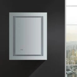 Spazio 24 In. W X 30 In. H Recessed Or Surface Mount Medicine Cabinet With LED Lighting, Mirror Defogger And Right Hinge -Valpar Bathroom Shop 41a3c14216053c24b2a70f55a73cb7ba 1800x1800