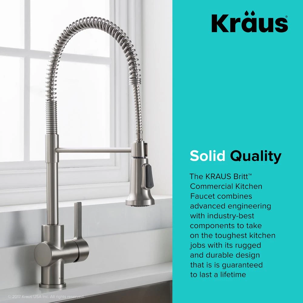 Britt Single Handle Commercial Kitchen Faucet With Dual Function Sprayhead In All-Brite Spot Free Stainless Steel Finish 13 Britt Single Handle Commercial Kitchen Faucet With Dual Function Sprayhead In All-Brite Spot Free Stainless Steel Finish - Image 11