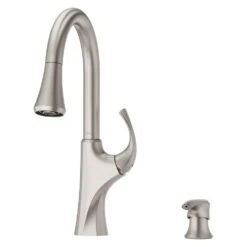 Miri Single-Handle Pull-Down Sprayer Kitchen Faucet With Soap Dispenser In Spot Defense Stainless Steel