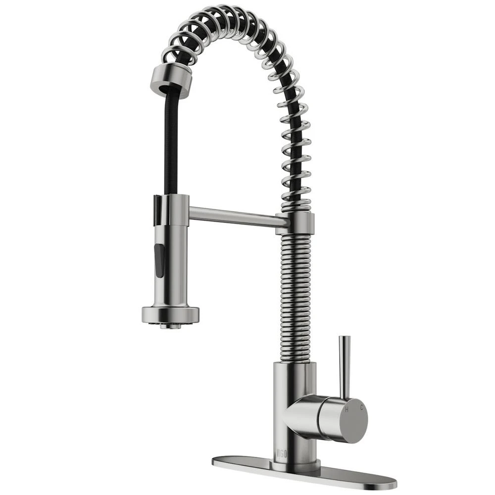 Edison Single-Handle Pull-Down Sprayer Kitchen Faucet With Deck Plate In Matte Black 9 Edison Single-Handle Pull-Down Sprayer Kitchen Faucet With Deck Plate In Matte Black - Image 7