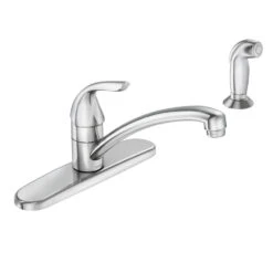 Adler Single-Handle Low Arc Standard Kitchen Faucet With Side Sprayer In Chrome