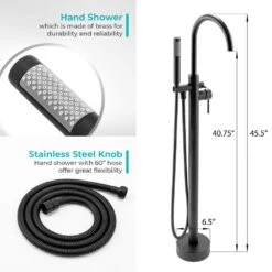 1-Handle Freestanding Floor Mount Tub Faucet Bathtub Filler With Hand Shower In Matte Black 13 1-Handle Freestanding Floor Mount Tub Faucet Bathtub Filler With Hand Shower In Matte Black -Valpar Bathroom Shop 5d016848f63c2fe15162b69d7cca66f6 1800x1800
