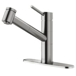 Branson Single-Handle Pull-Out Sprayer Kitchen Faucet With Deck Plate In Stainless Steel