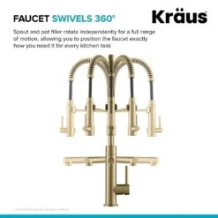 Single-Handle Kitchen Faucet With Pre-Rinse Sprayer And Pot Filler In Spot Free Antique Champagne Bronze/Matte Black -Valpar Bathroom Shop 6b22e445464f4aedebb92f579a118f21 1800x1800