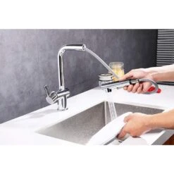 Single-Handle Pull Out Sprayer Kitchen Faucet In Brushed Nickel -Valpar Bathroom Shop 7096691b7107863b807470bb0a757097 1800x1800